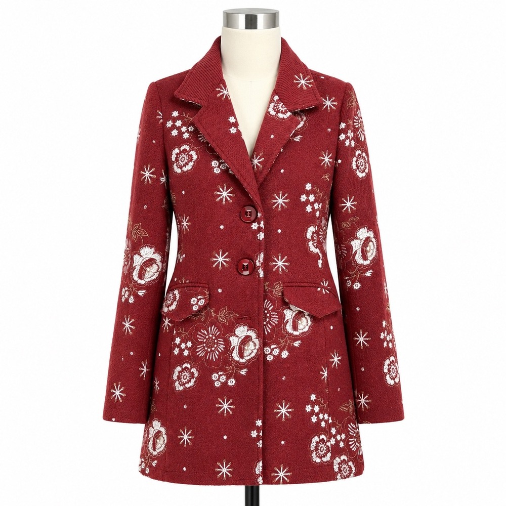 Paparazzi Wool Blend Coat Medium Fairy Grunge Cottagecore Floral Tapestry Jacket